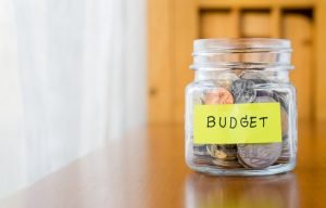 Budget Word on a Saving Money Jar
