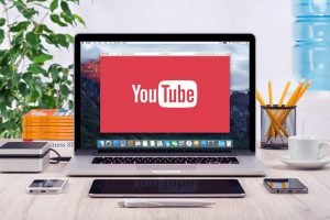 Youtube logo on a laptop