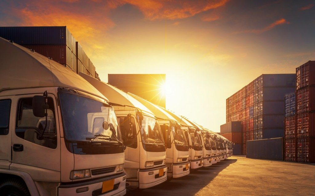 Freight Trucks lined up