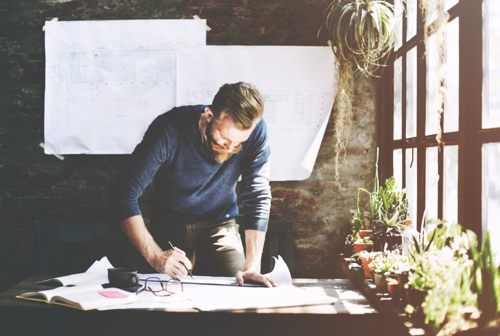 A businessman planning
