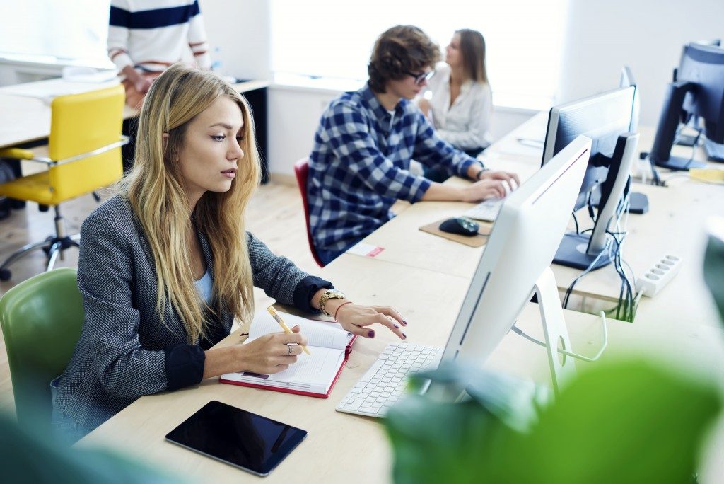 coworking space with professionals working