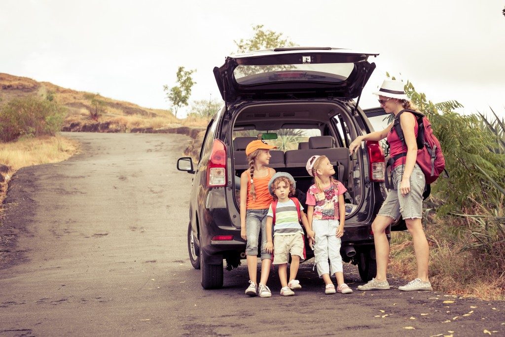 Mother and kids on vacation