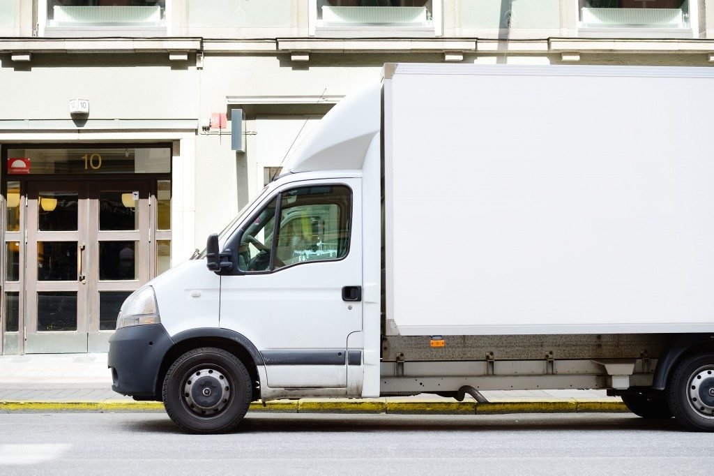 Side view of white truck