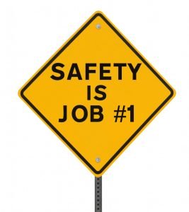 yellow signage that states safety is job number 1