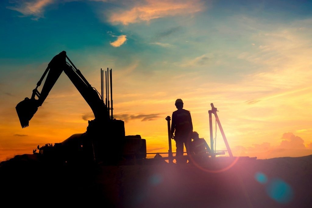 Worker at sunset
