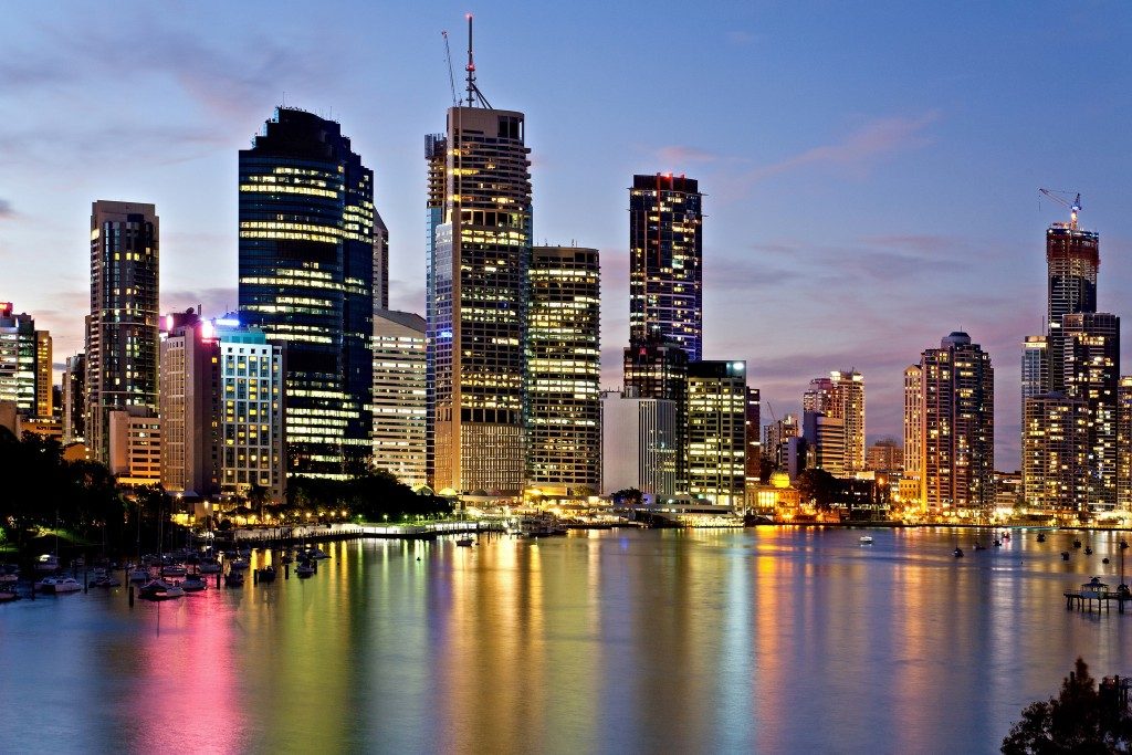 Brisbane skyscrapers at sunset