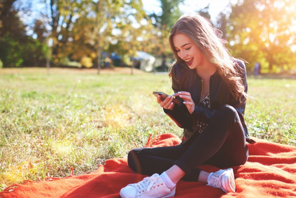Woman enjoying the spring season