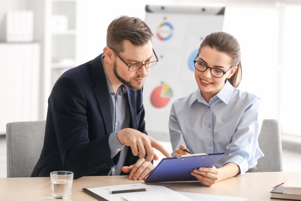 Managers discussing in the office