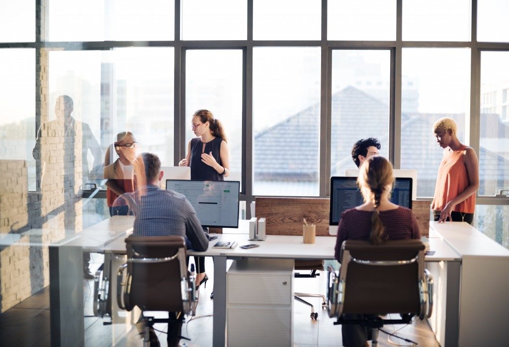 Employees working in a modern office