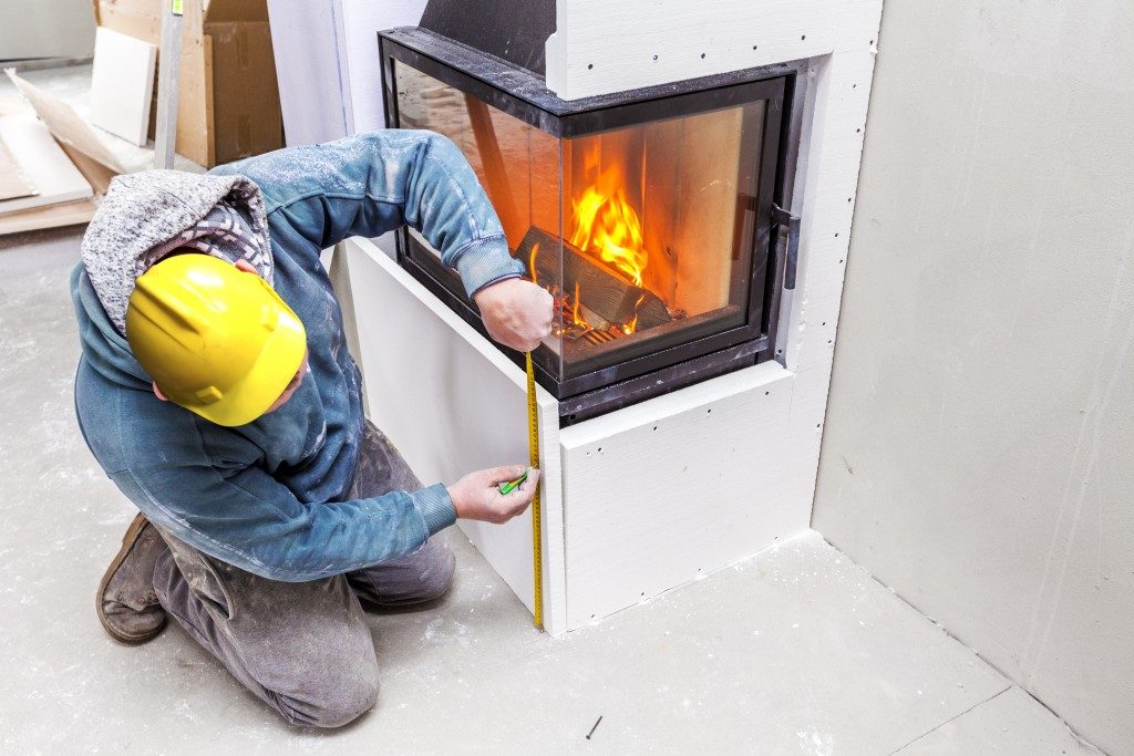 fireplace being remodeled