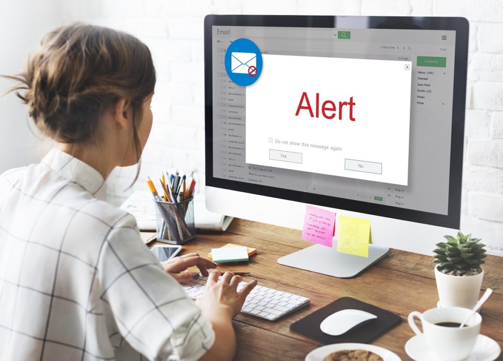 employee received alert from hacking