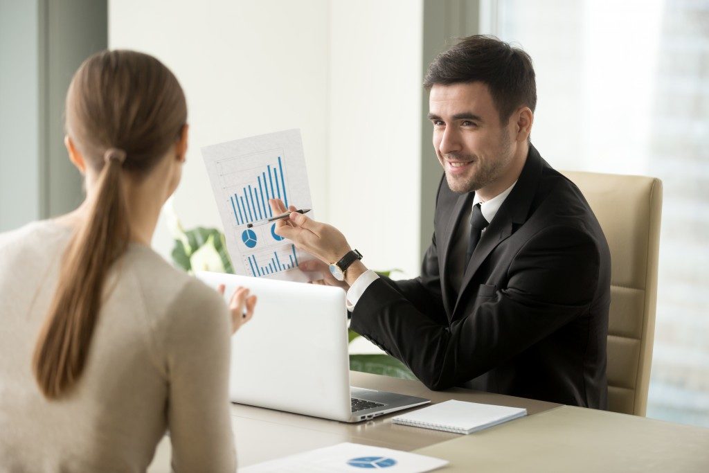 Man presenting to a client