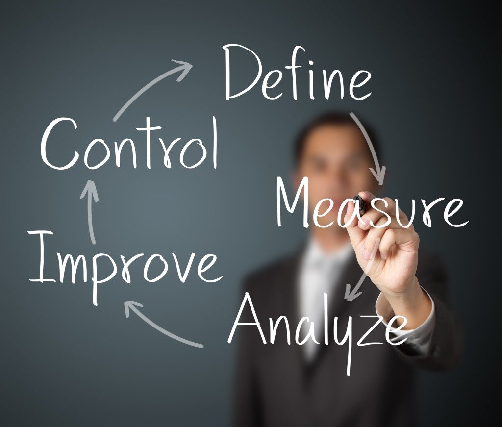 business man writing improvement process concept