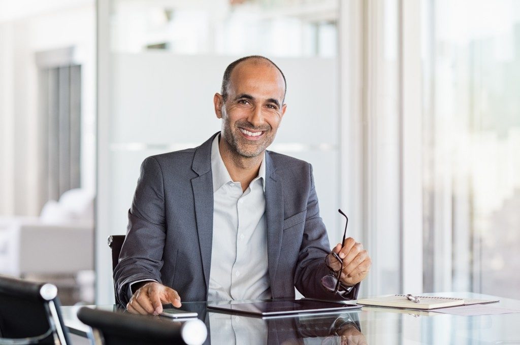 Businessman working in his office