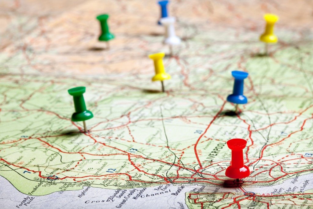 map with pins