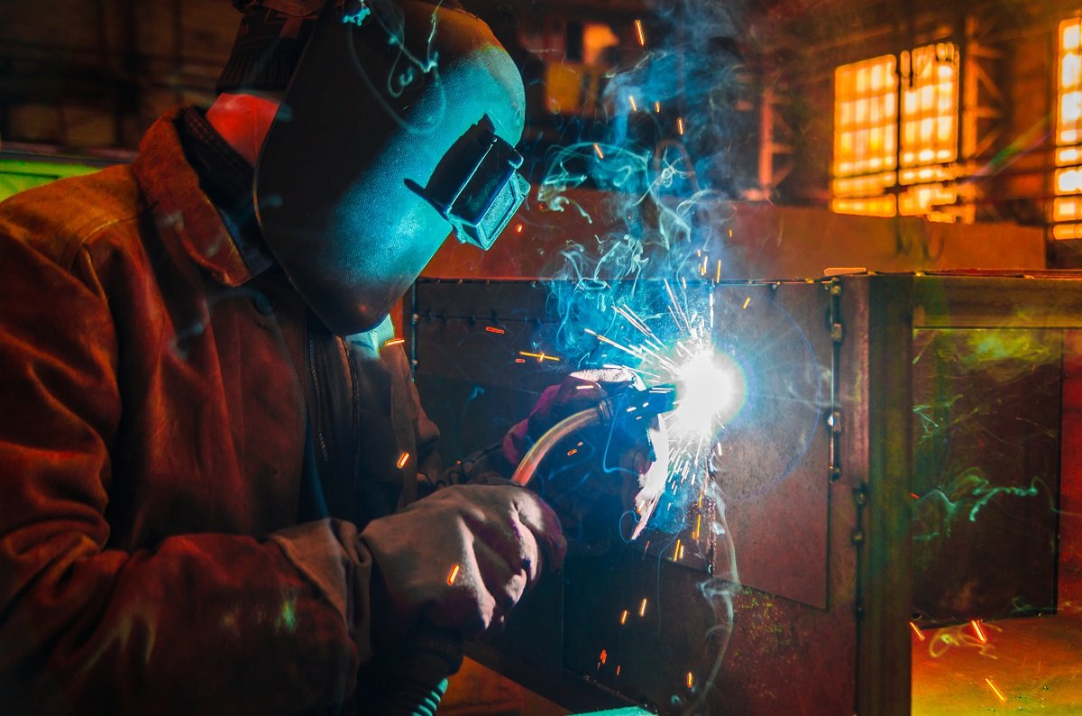 Man welding steel