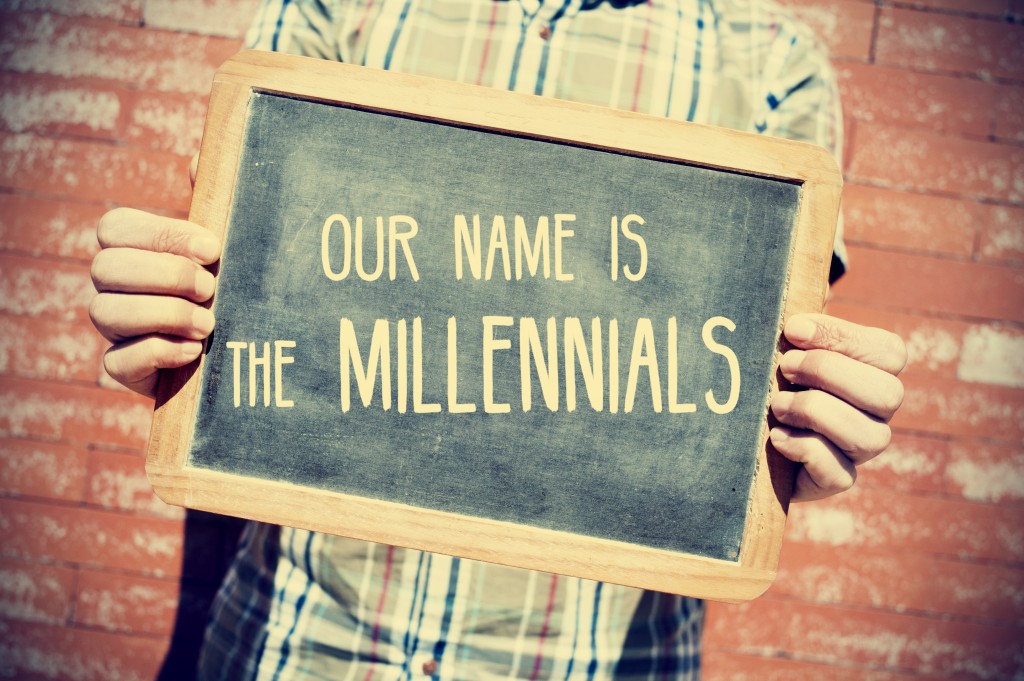 our name is the millenials written on a board